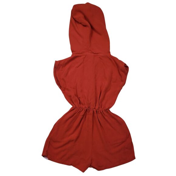 Pencil 1987 Hooded Romper Shorts Girls 4 Orange Half Zip Sleeveless Kids - Picture 9 of 11